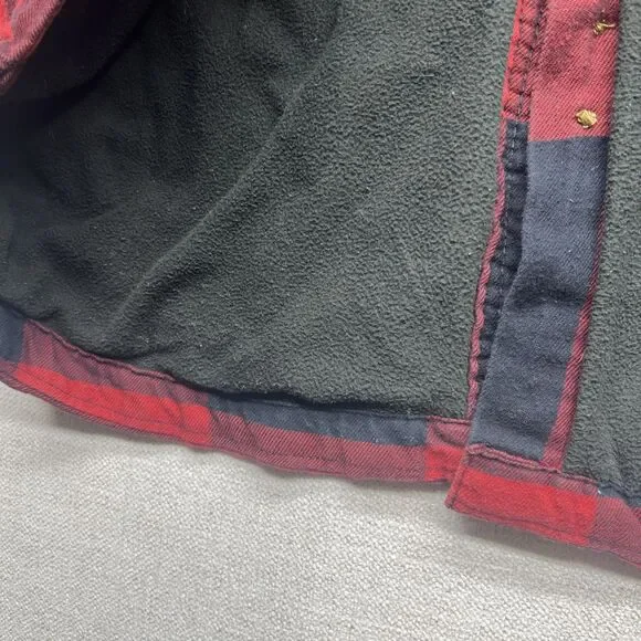 Carhartt Flannel Fleece-Lined Jacket Red Checkered Plaid Padded L Large Outdoors - Picture 12 of 12
